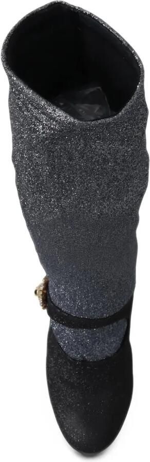 Dolce & Gabbana glitter-effect crystal-embellished boots Zwart - Foto 5
