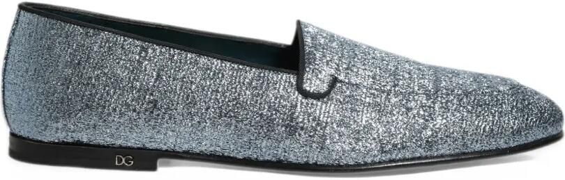 Dolce & Gabbana glitter-effect DG logo loafers Blauw