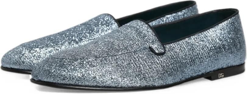 Dolce & Gabbana glitter-effect DG logo loafers Blauw - Foto 2