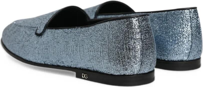 Dolce & Gabbana glitter-effect DG logo loafers Blauw - Foto 4
