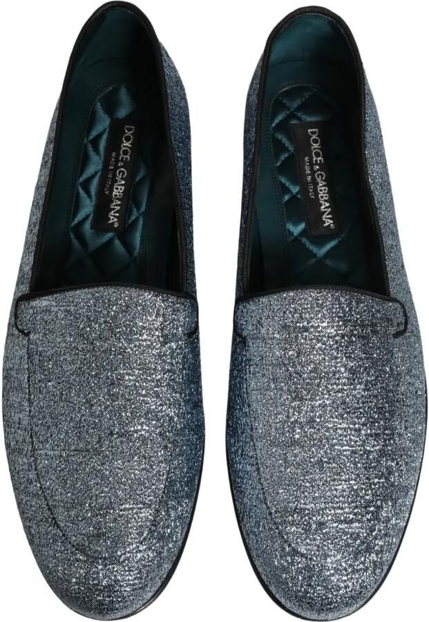 Dolce & Gabbana glitter-effect DG logo loafers Blauw - Foto 5