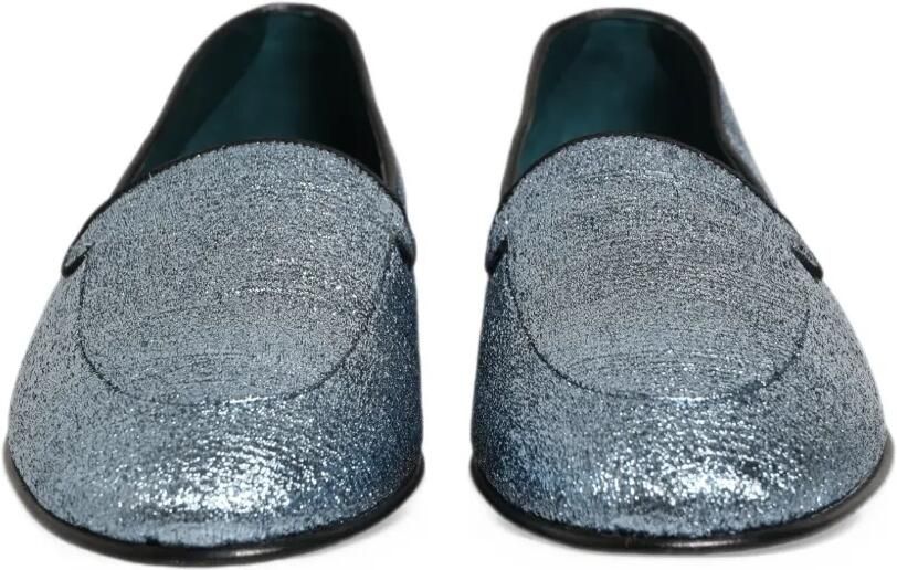 Dolce & Gabbana glitter-effect DG logo loafers Blauw - Foto 3
