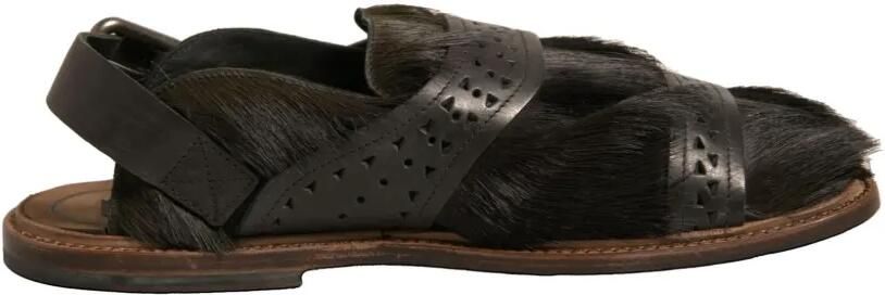 Dolce & Gabbana Haircalf sandalen met geperforeerd bandje Bruin