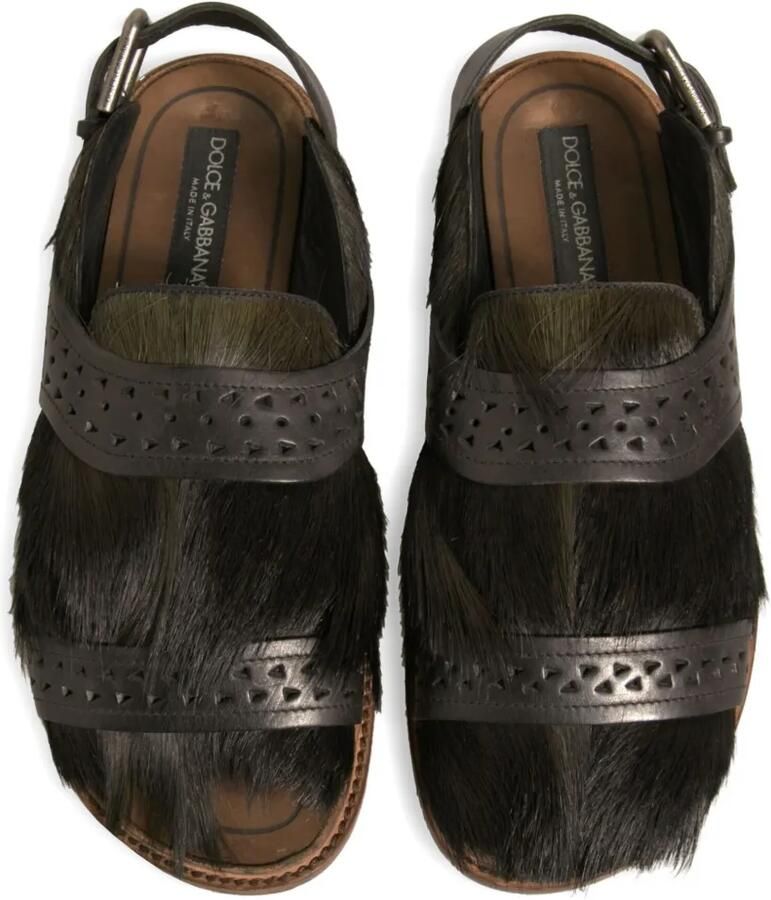 Dolce & Gabbana Haircalf sandalen met geperforeerd bandje Bruin - Foto 2