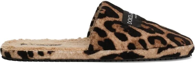 Dolce & Gabbana Hotel badstof slippers met luipaardprint Bruin
