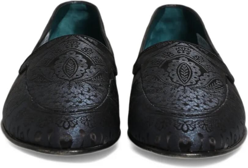 Dolce & Gabbana jacquard leather loafers Blauw - Foto 3