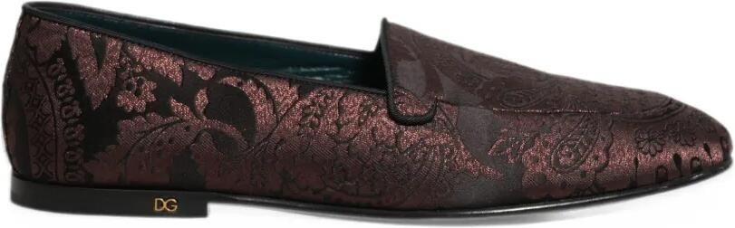 Dolce & Gabbana Jacquard Leather Slip-On Loafers Bruin