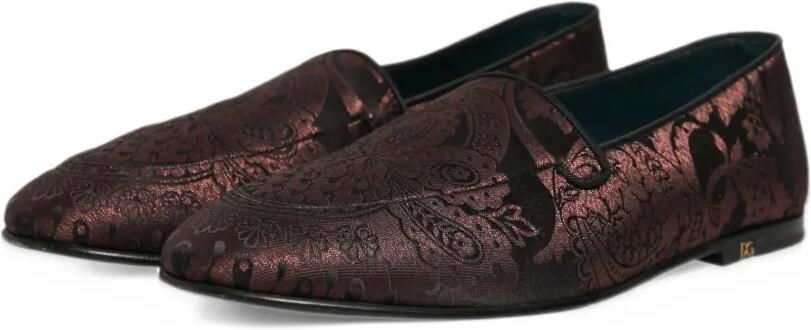 Dolce & Gabbana Jacquard Leather Slip-On Loafers Bruin - Foto 5