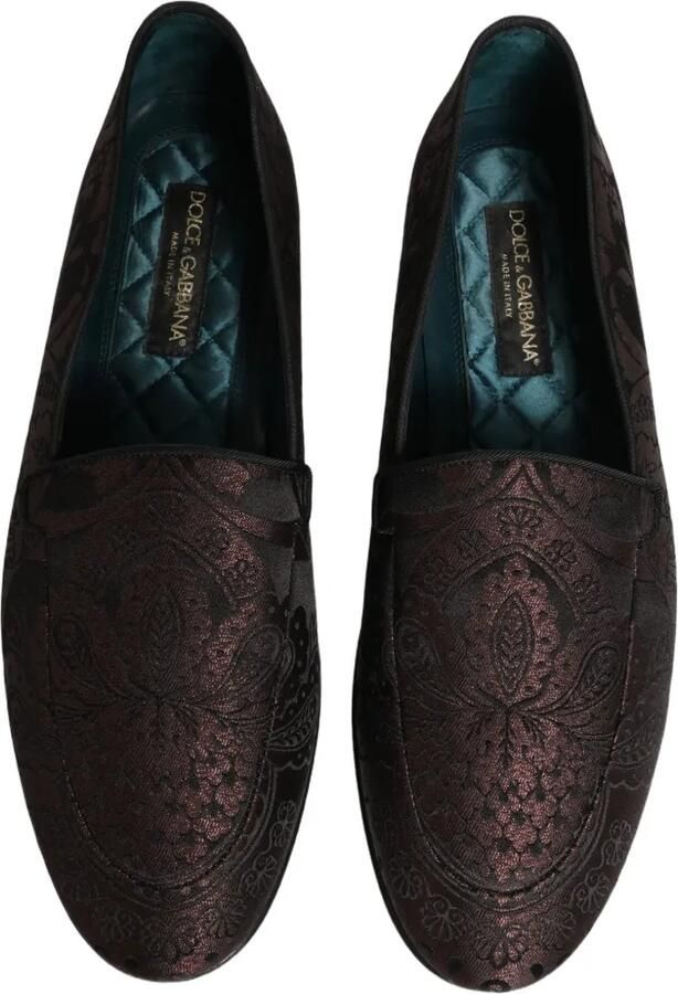 Dolce & Gabbana Jacquard Leather Slip-On Loafers Bruin - Foto 2