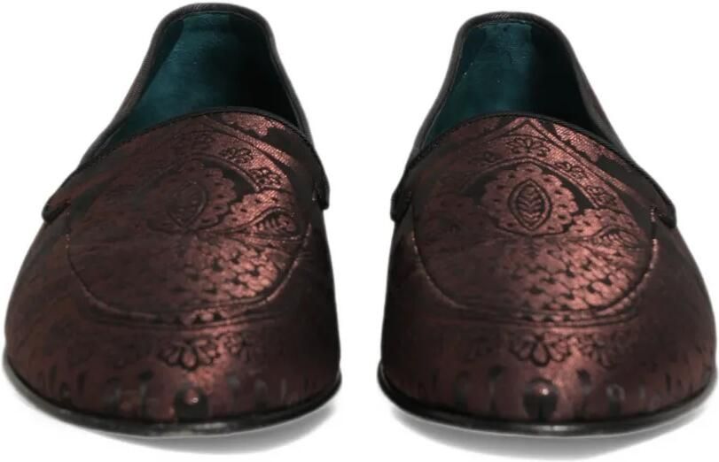 Dolce & Gabbana Jacquard Leather Slip-On Loafers Bruin - Foto 3