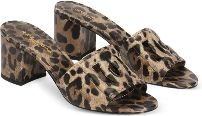 Dolce & Gabbana Kalfsleren muiltjes met luipaard-print Beige - Foto 2