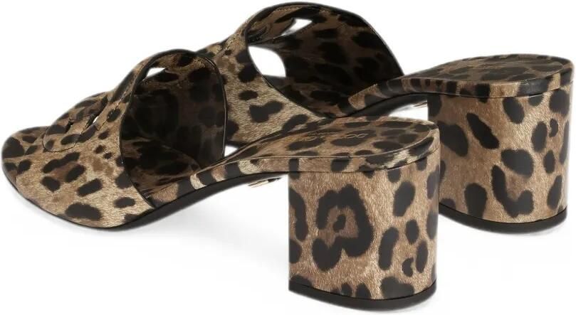 Dolce & Gabbana Kalfsleren muiltjes met luipaard-print Beige - Foto 3