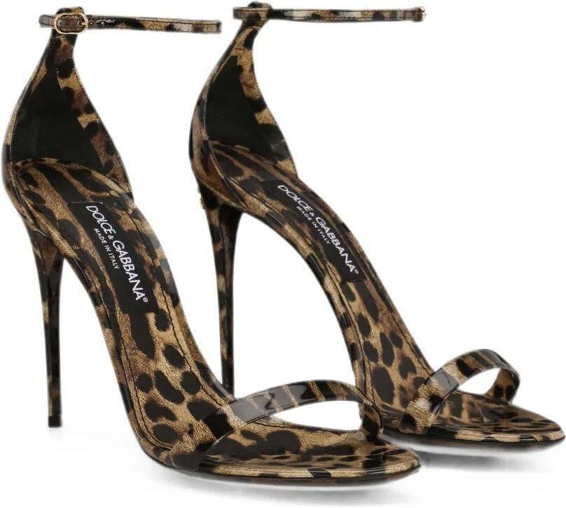 Dolce & Gabbana Kalfsleren sandalen met Leo-print Beige - Foto 3