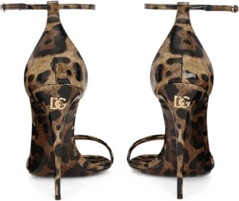 Dolce & Gabbana Kalfsleren sandalen met Leo-print Beige - Foto 4