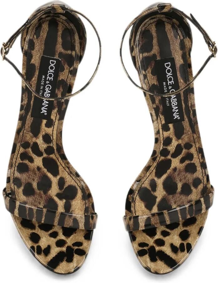 Dolce & Gabbana Kalfsleren sandalen met Leo-print Beige - Foto 2