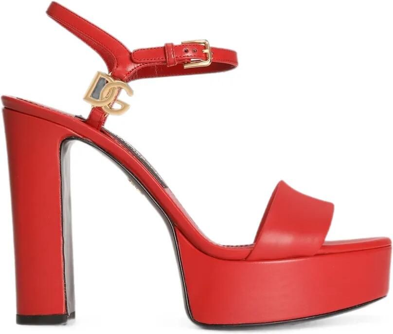 Dolce & Gabbana Kalfsleren sandalen met plateauzool Rood