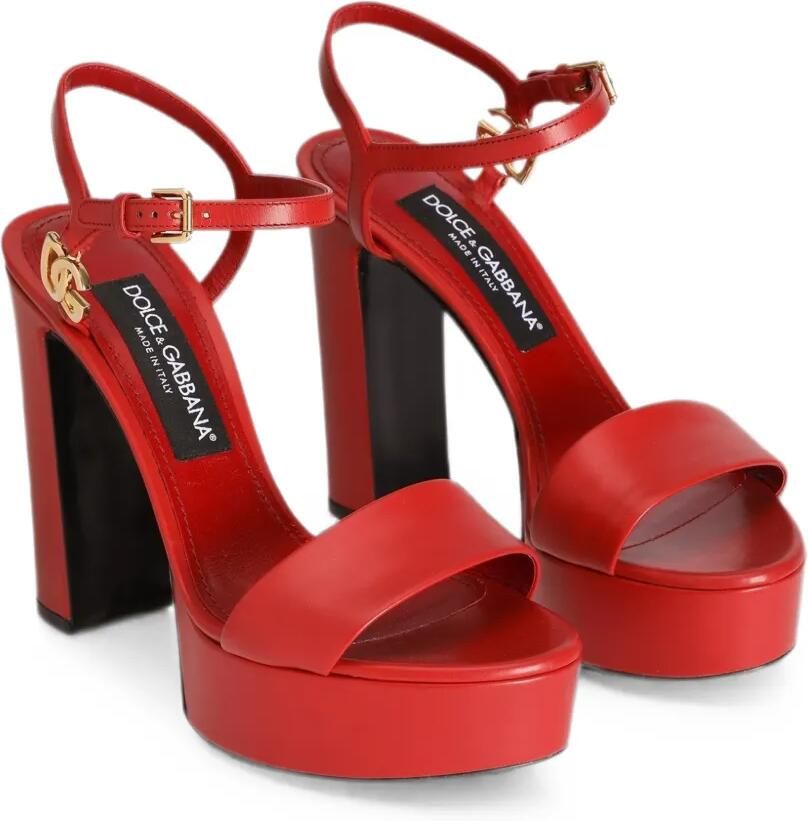 Dolce & Gabbana Kalfsleren sandalen met plateauzool Rood - Foto 2