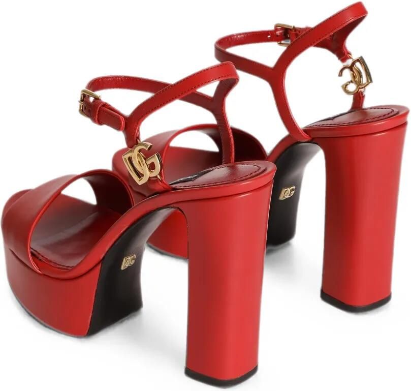 Dolce & Gabbana Kalfsleren sandalen met plateauzool Rood - Foto 3