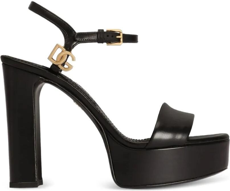 Dolce & Gabbana Kalfsleren sandalen met plateauzool Zwart