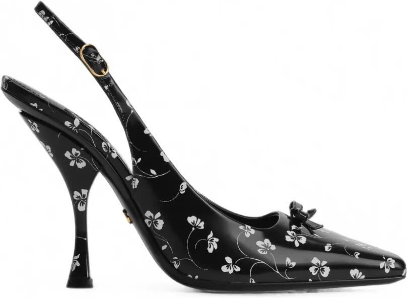 Dolce & Gabbana Kalfsleren slingback pumps met bloemenprint Zwart