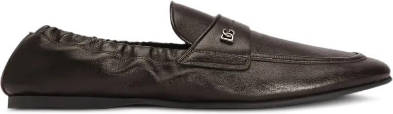 Dolce & Gabbana Kalfsleren slippers Bruin