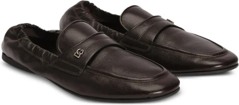 Dolce & Gabbana Kalfsleren slippers Bruin - Foto 4