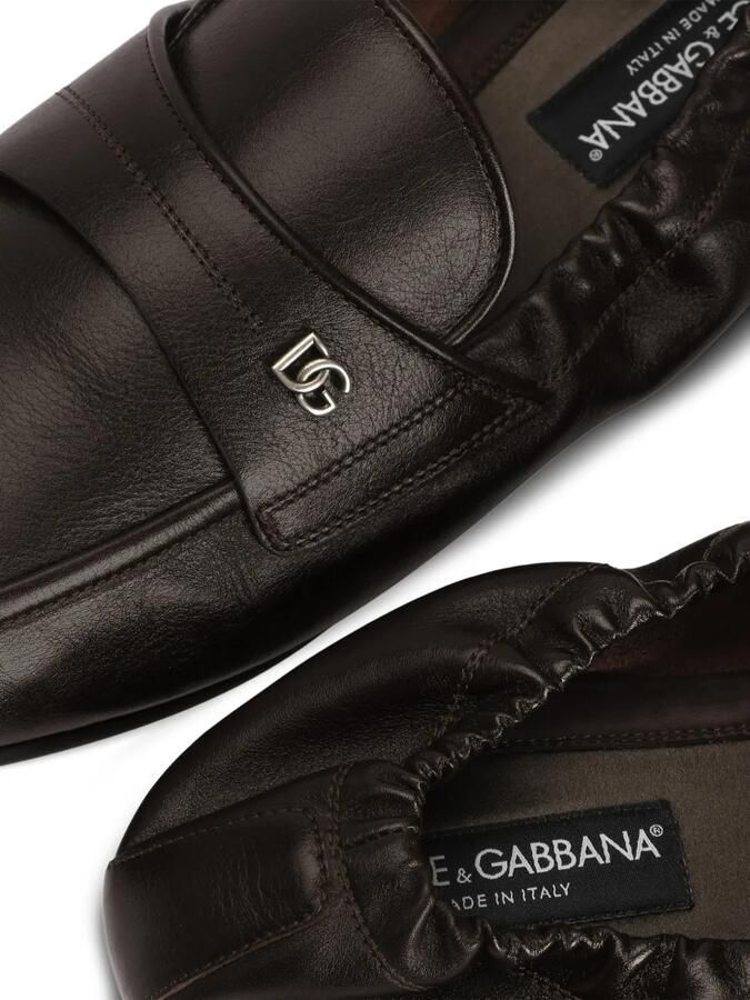 Dolce & Gabbana Kalfsleren slippers Bruin - Foto 2