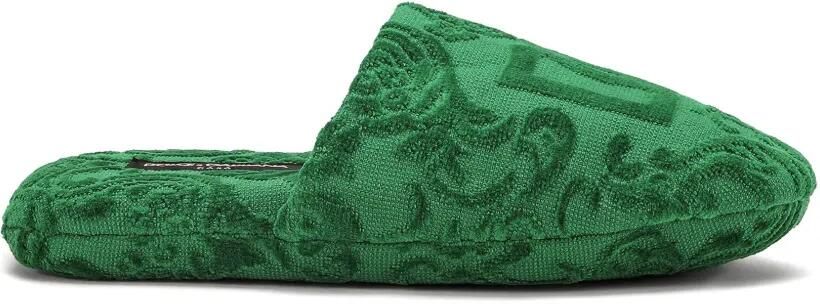 Dolce & Gabbana Katoenen slippers met DG-jacquard Groen