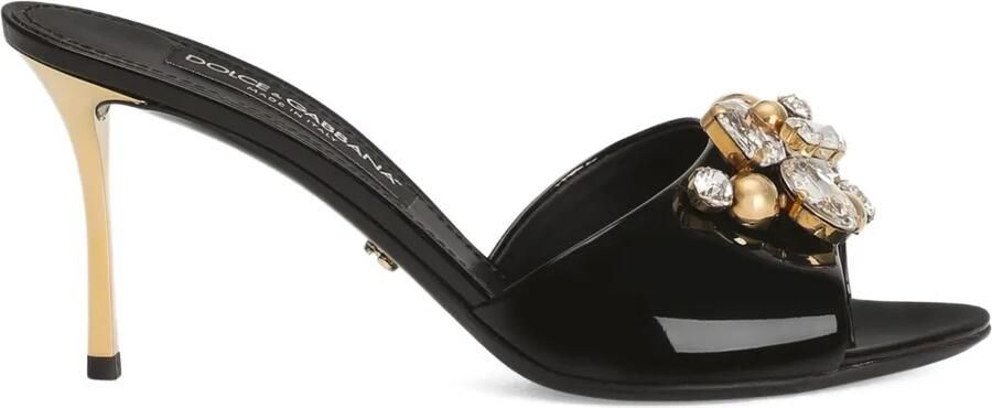 Dolce & Gabbana Keira lakleren verfraaide muiltjes Zwart