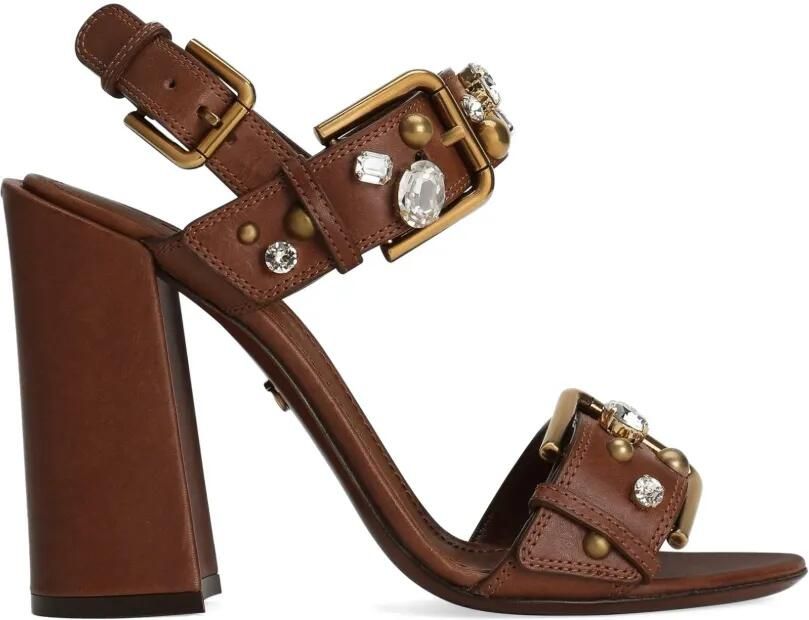 Dolce & Gabbana Keira leren sandalen verfraaid met kristallen Bruin