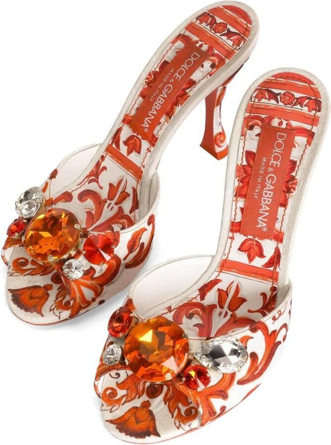 Dolce & Gabbana Keira muiltjes met borduurwerk en brokaat Wit - Foto 2