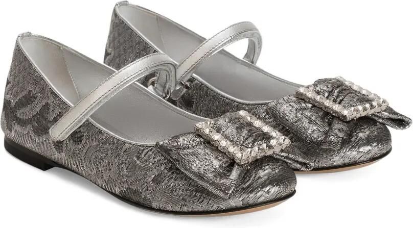 Dolce & Gabbana Kids Ballerina's met brokaat Zilver