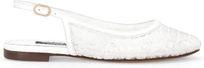 Dolce & Gabbana Kids Ballerina's met geborduurd logo en mesh Wit