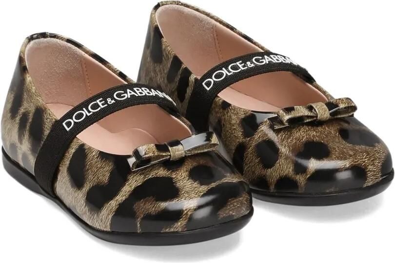 Dolce & Gabbana Kids Ballerina's met luipaardprint en strik Bruin
