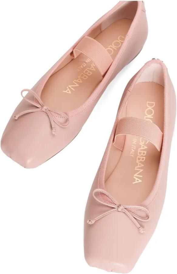Dolce & Gabbana Kids Ballerina's van nappa leer met bewerkt detail Roze - Foto 2