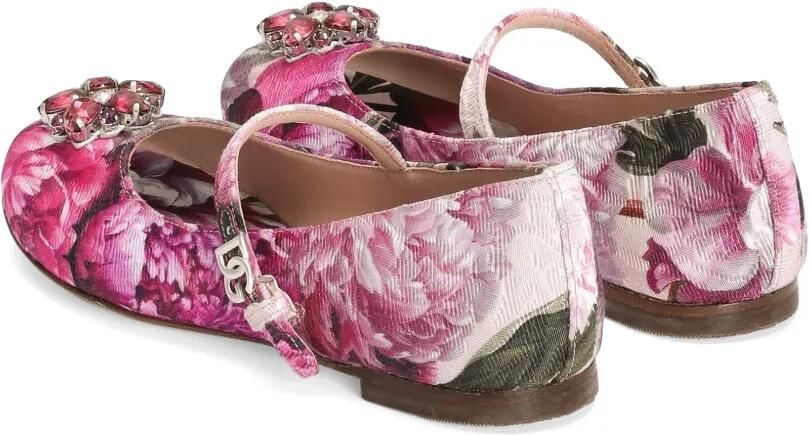 Dolce & Gabbana Kids Brokaat ballerina's met broche Roze - Foto 2