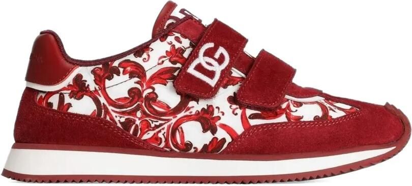 Dolce & Gabbana Kids Cushion nylon sneakers met Majolica-print Rood - Foto 4