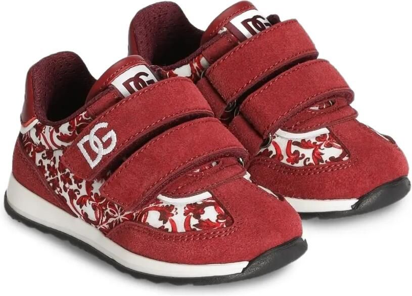 Dolce & Gabbana Kids Cushion nylon sneakers met Majolica-print Rood