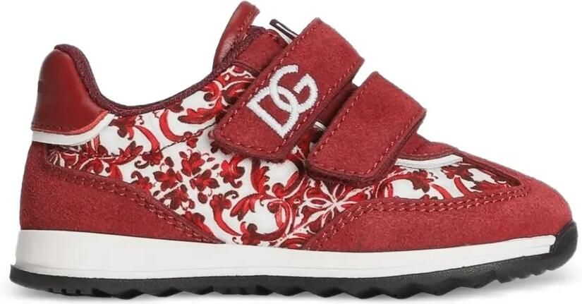 Dolce & Gabbana Kids Cushion nylon sneakers met Majolica-print Rood - Foto 4