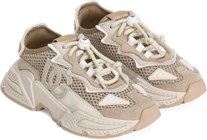 Dolce & Gabbana Kids Daymaster kalfsleren sneakers met split Beige