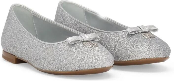 Dolce & Gabbana Kids DG ballerina's met glitter Zilver