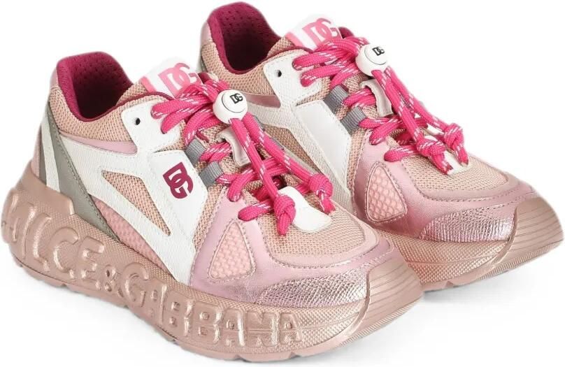 Dolce & Gabbana Kids DG Bounce 12 sneakers van nylon Roze