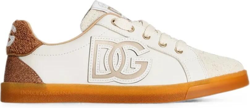 Dolce & Gabbana Kids DG Original sneakers van gespleten kalfsleer Beige - Foto 3