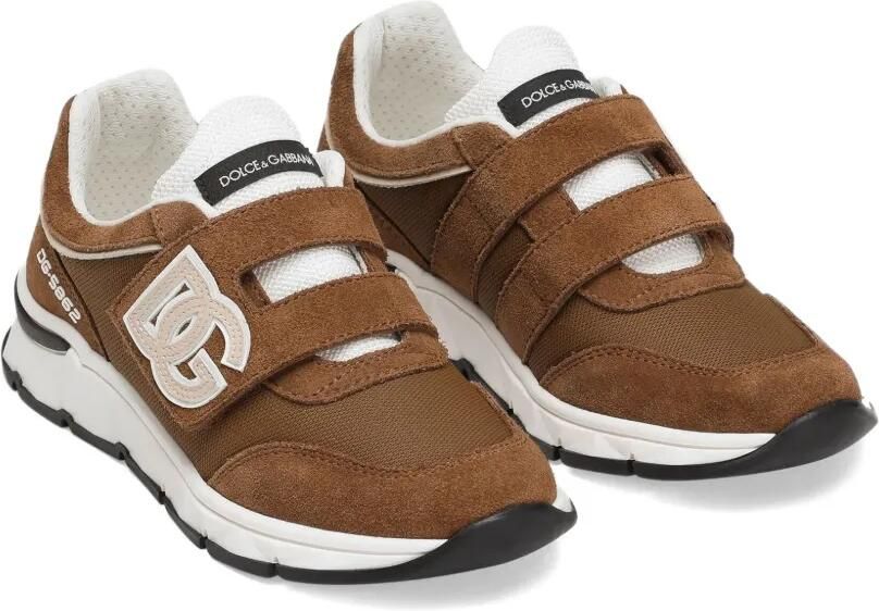 Dolce & Gabbana Kids DG Running sneakers met logoband Bruin