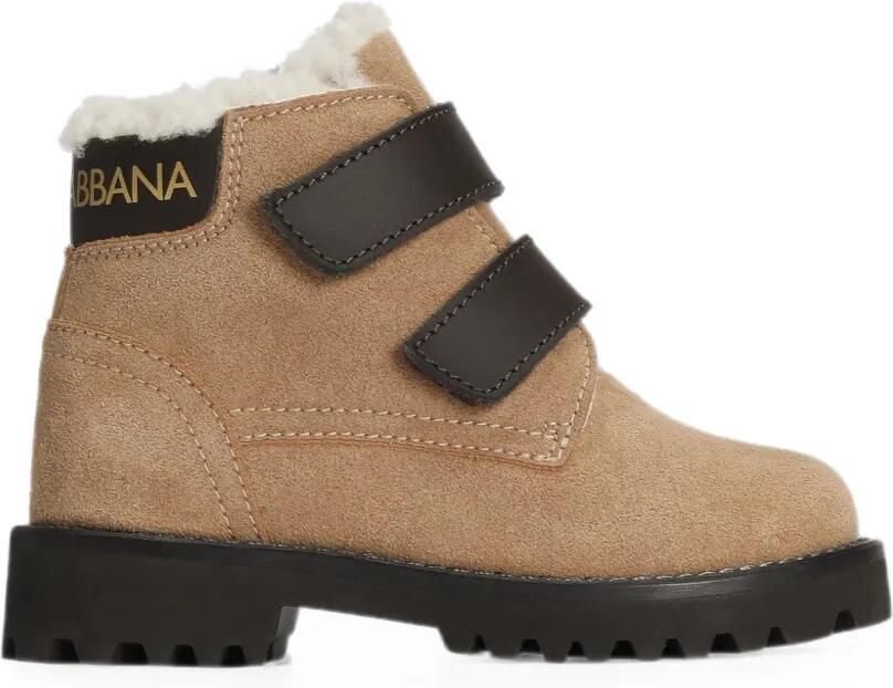 Dolce & Gabbana Kids Fluwelen laarzen Beige