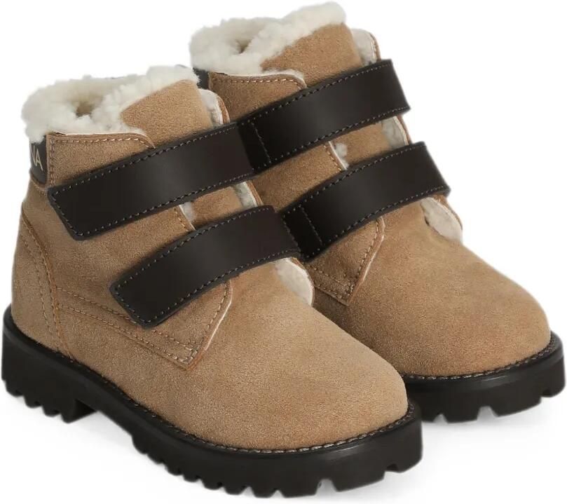 Dolce & Gabbana Kids Fluwelen laarzen Beige - Foto 2