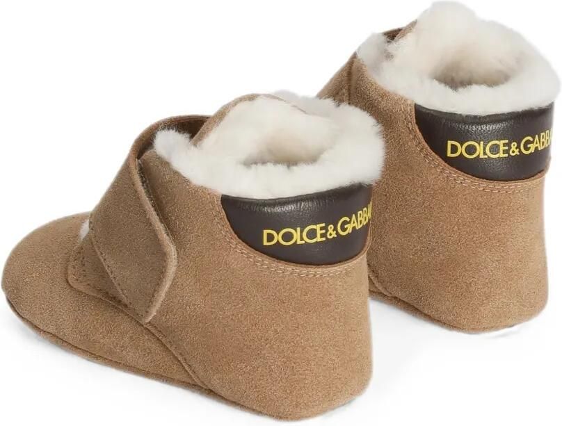 Dolce & Gabbana Kids Fluwelen laarzen Beige - Foto 3