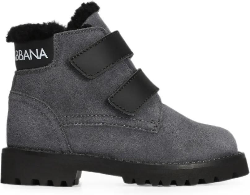 Dolce & Gabbana Kids Fluwelen laarzen Grijs