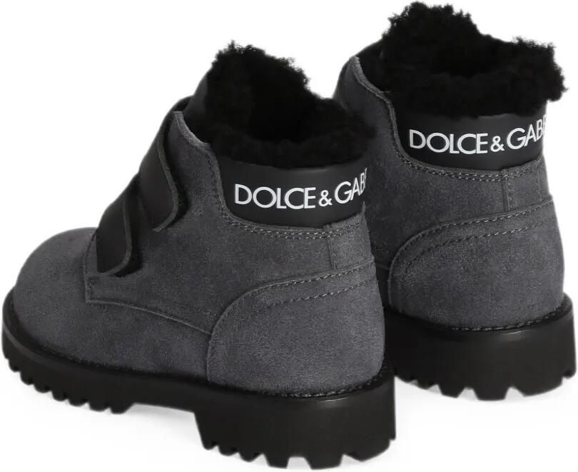 Dolce & Gabbana Kids Fluwelen laarzen Grijs - Foto 3