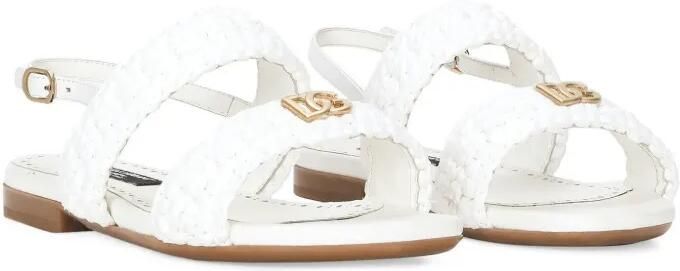 Dolce & Gabbana Kids Gehaakte leren sandalen Wit
